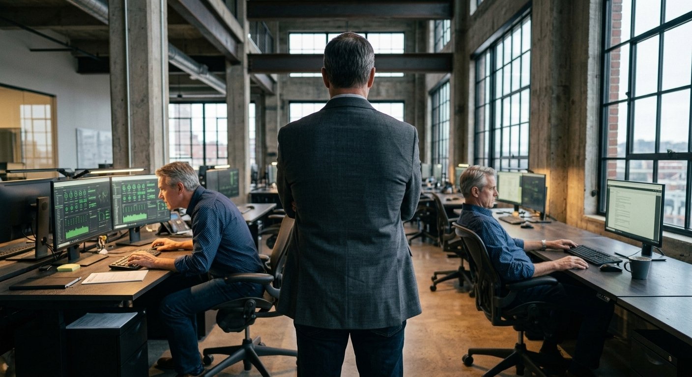 Editorial photograph representing attention as a leadership discipline in enterprise technology
